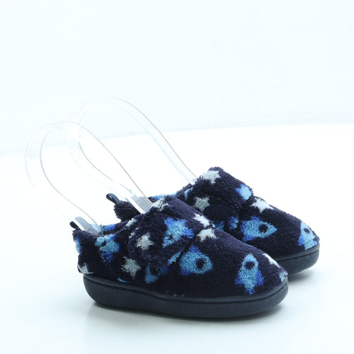 Preworn Boys Blue Geometric Polyester Slip On Slipper UK 4 20 - Rocket