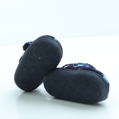 Preworn Boys Blue Geometric Polyester Slip On Slipper UK 4 20 - Rocket