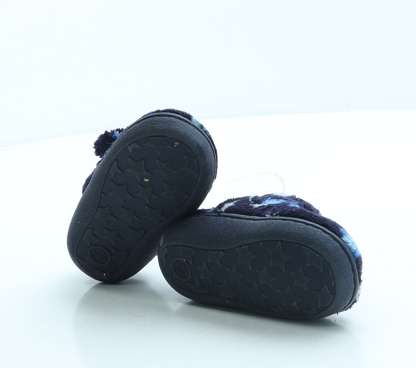 Preworn Boys Blue Geometric Polyester Slip On Slipper UK 4 20 - Rocket