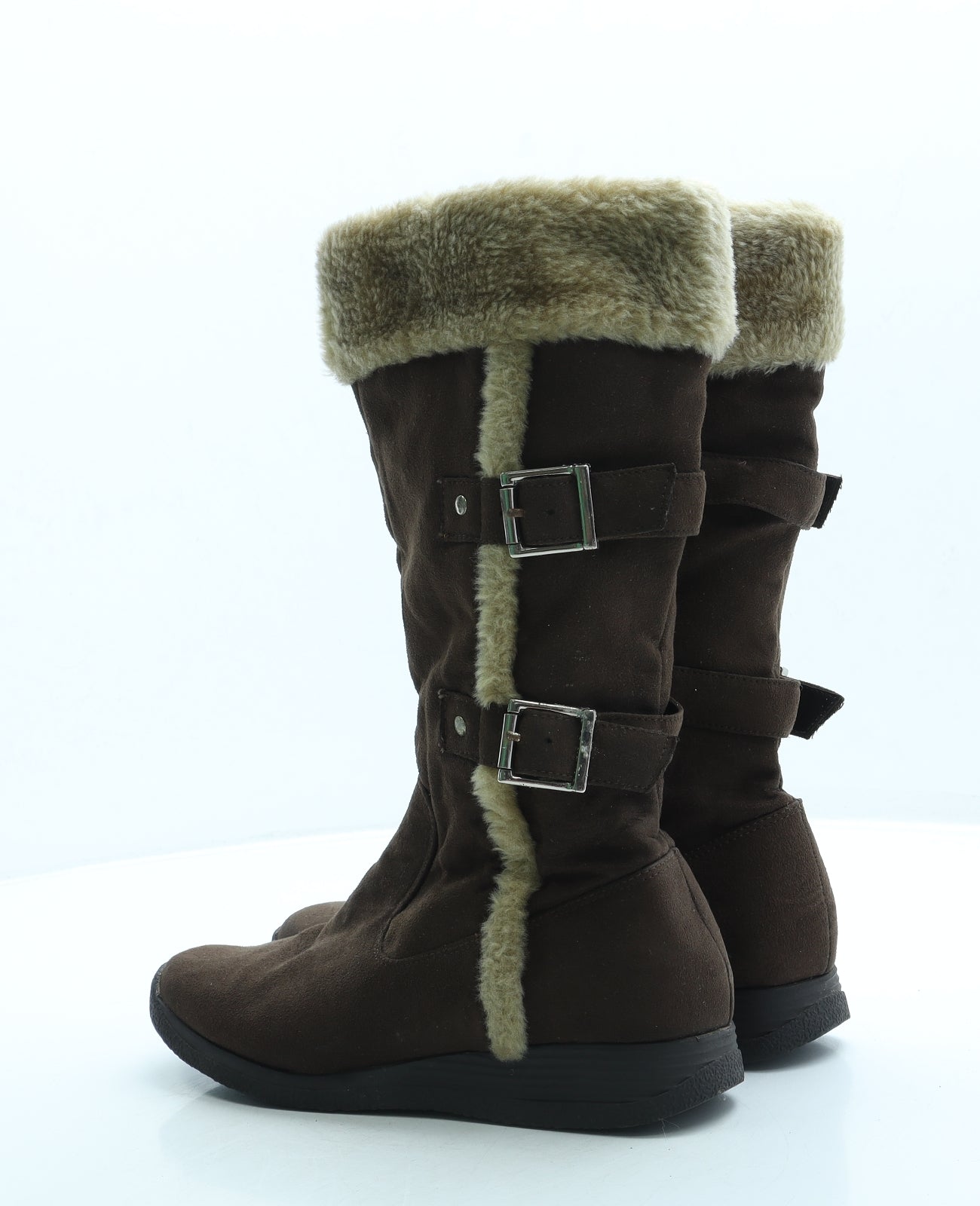 Shoe Zone Womens Brown Polyester Shearling Style Boot UK 4