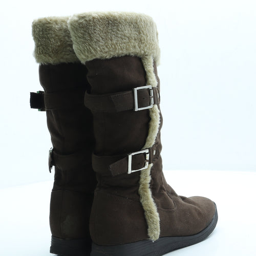 Shoe Zone Womens Brown Polyester Shearling Style Boot UK 4