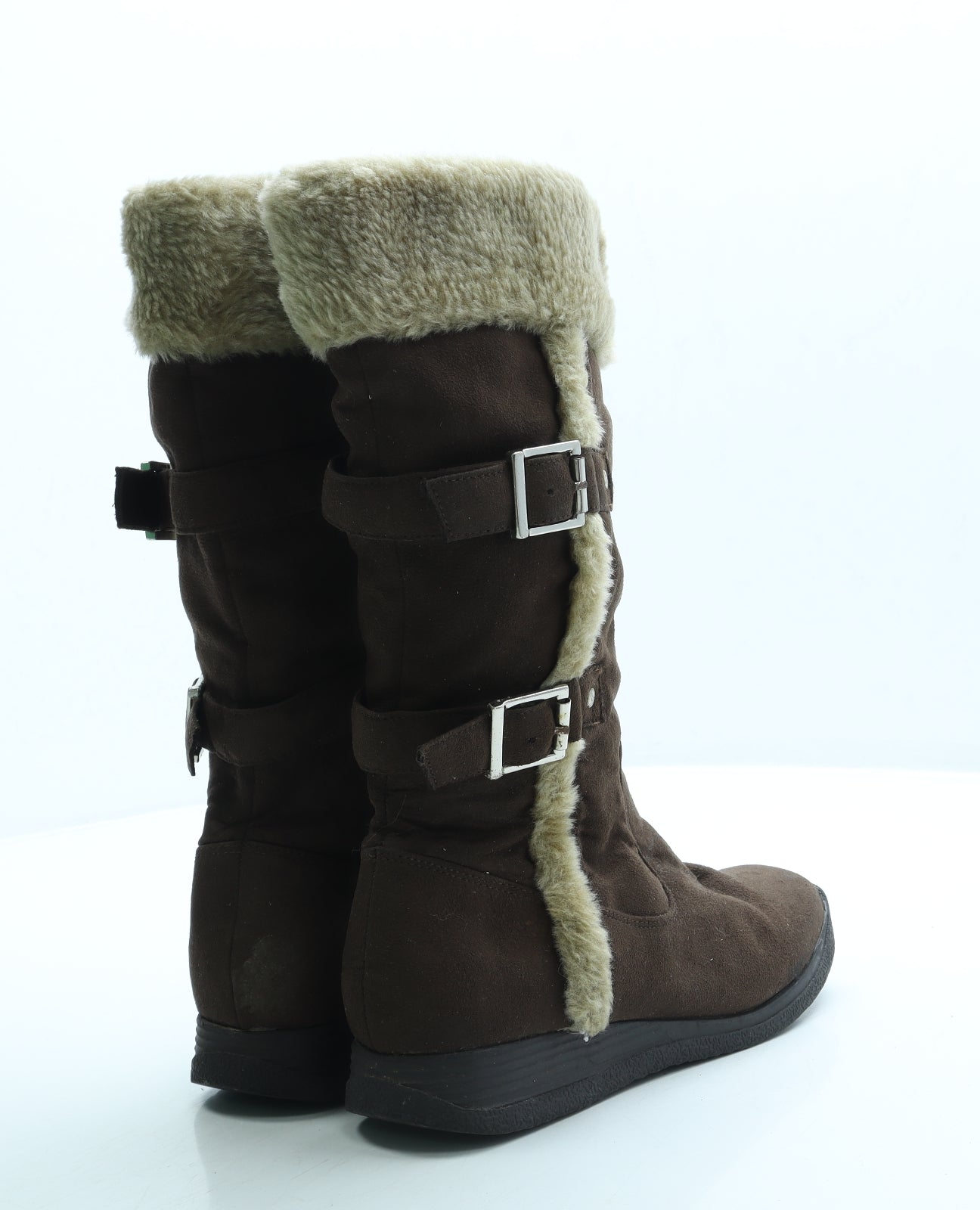 Shoe Zone Womens Brown Polyester Shearling Style Boot UK 4