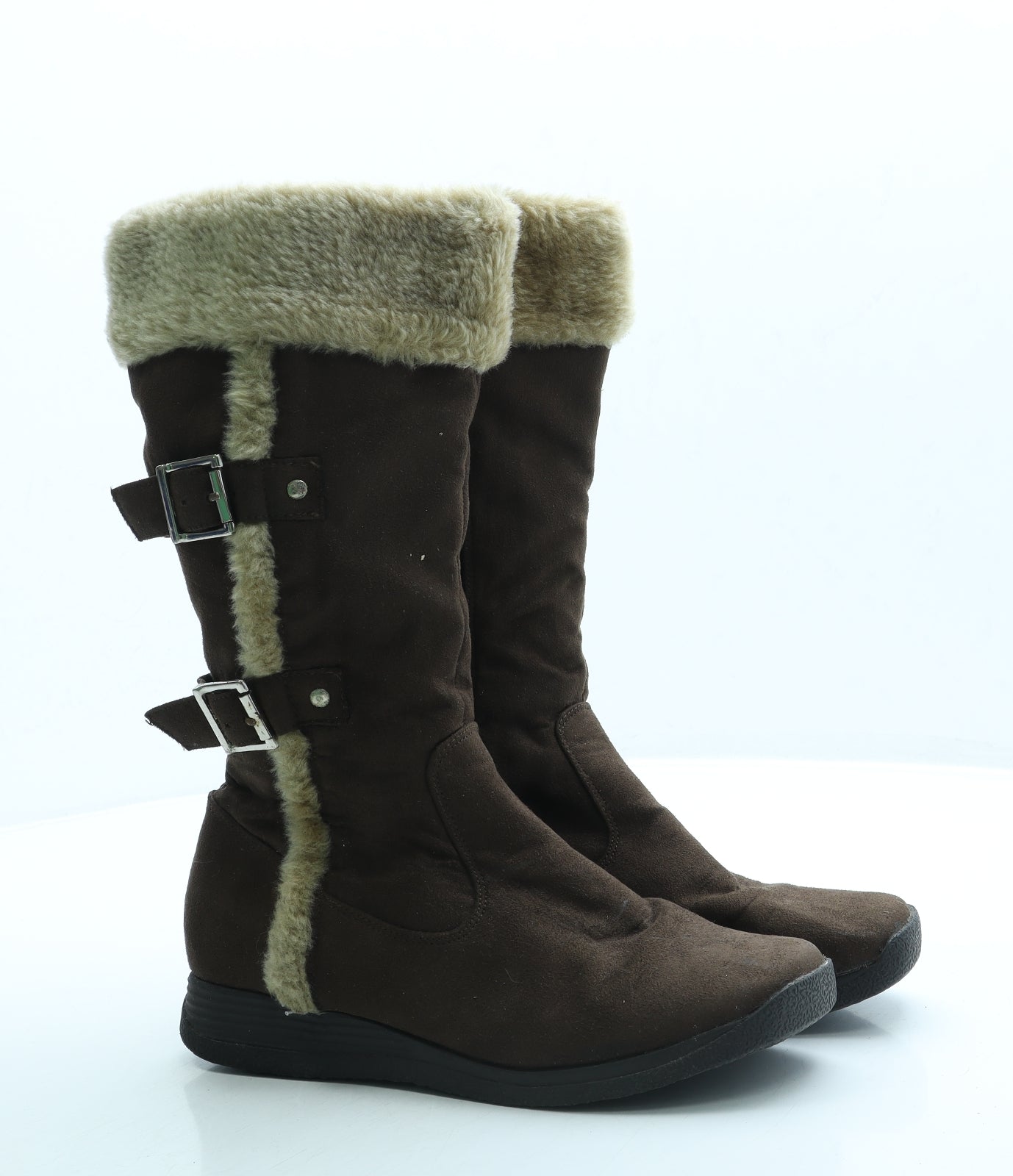 Shoe Zone Womens Brown Polyester Shearling Style Boot UK 4