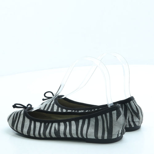 Atmosphere Womens Grey Animal Print Leather Ballet Flat UK 3 36