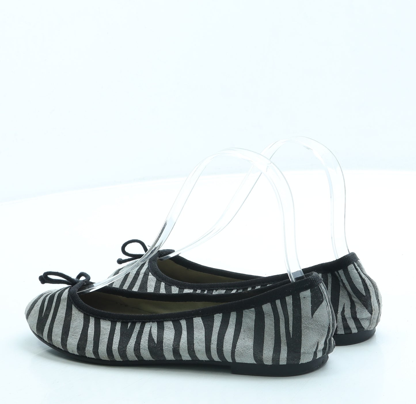 Atmosphere Womens Grey Animal Print Leather Ballet Flat UK 3 36