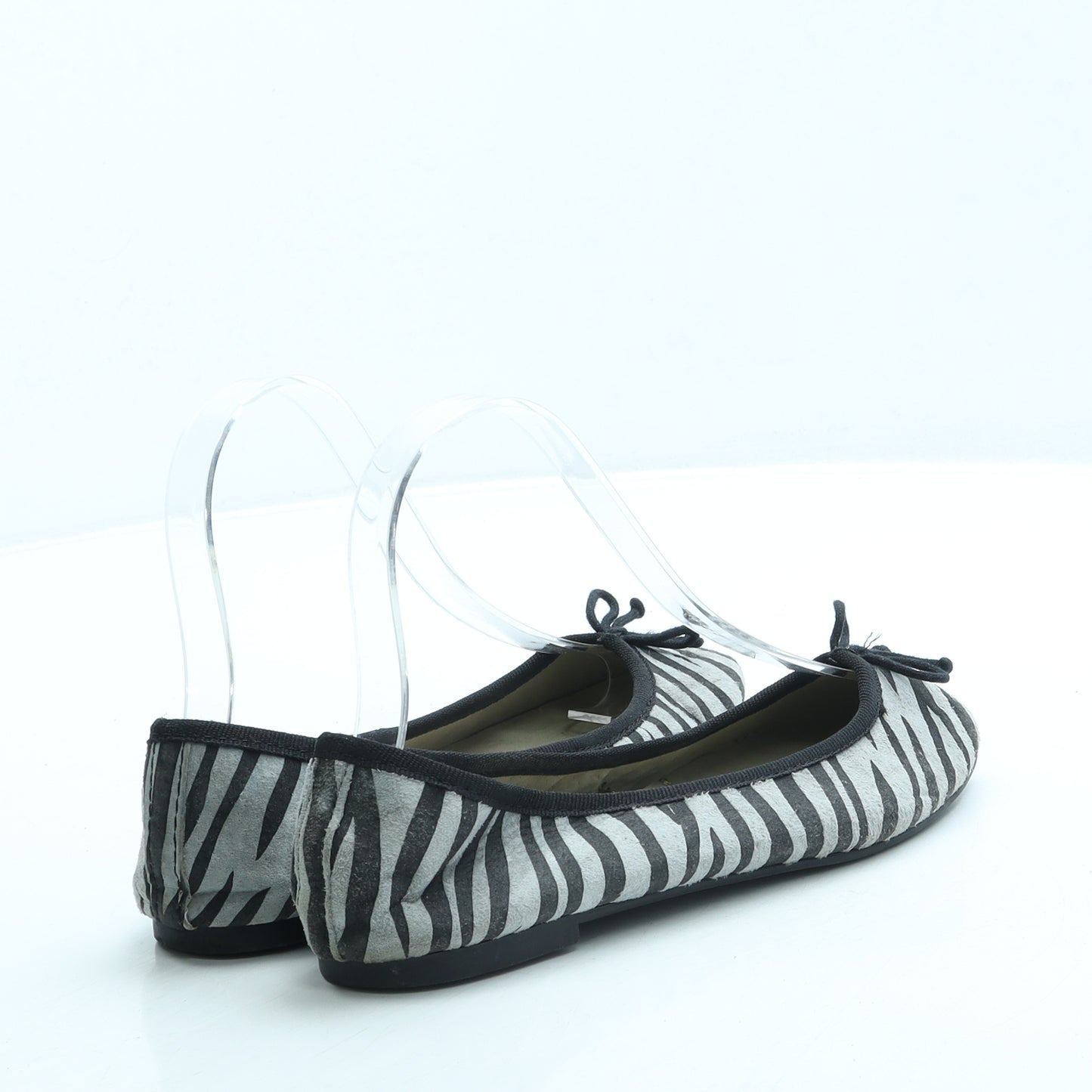 Atmosphere Womens Grey Animal Print Leather Ballet Flat UK 3 36