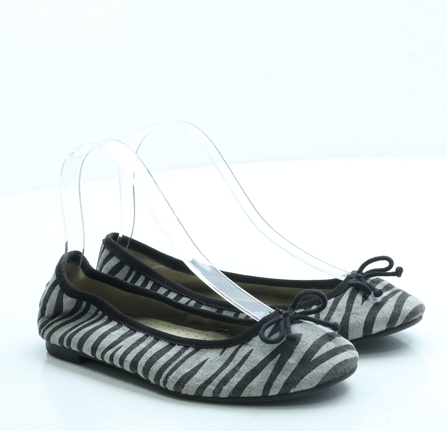Atmosphere Womens Grey Animal Print Leather Ballet Flat UK 3 36