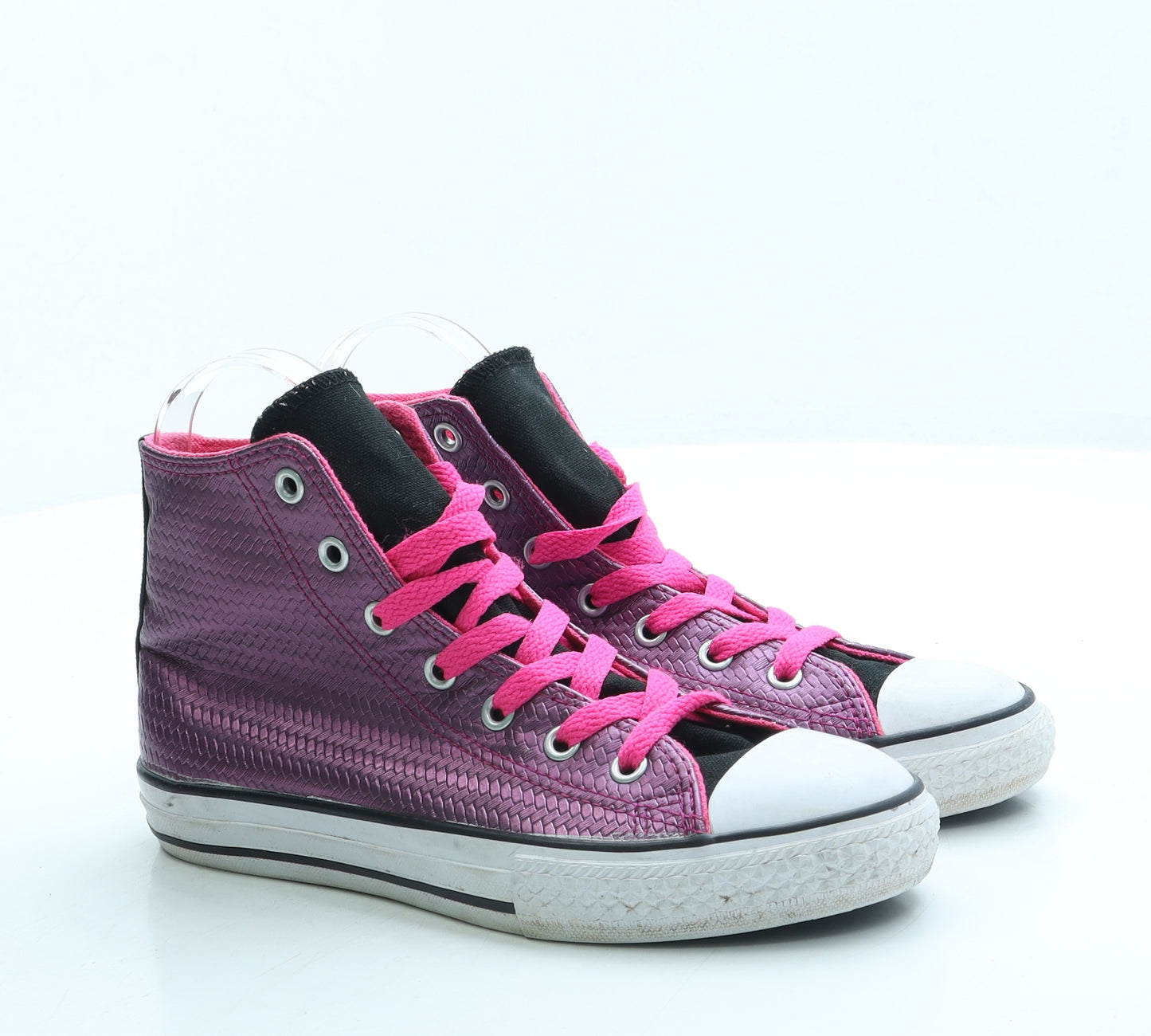 Converse Girls Purple Leather Trainer UK 2 34
