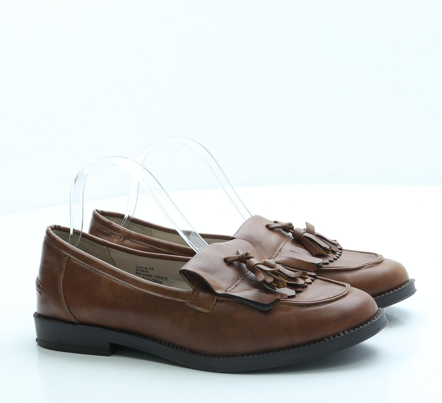 Primark Womens Brown Leather Loafer Flat UK 6 39 US 8