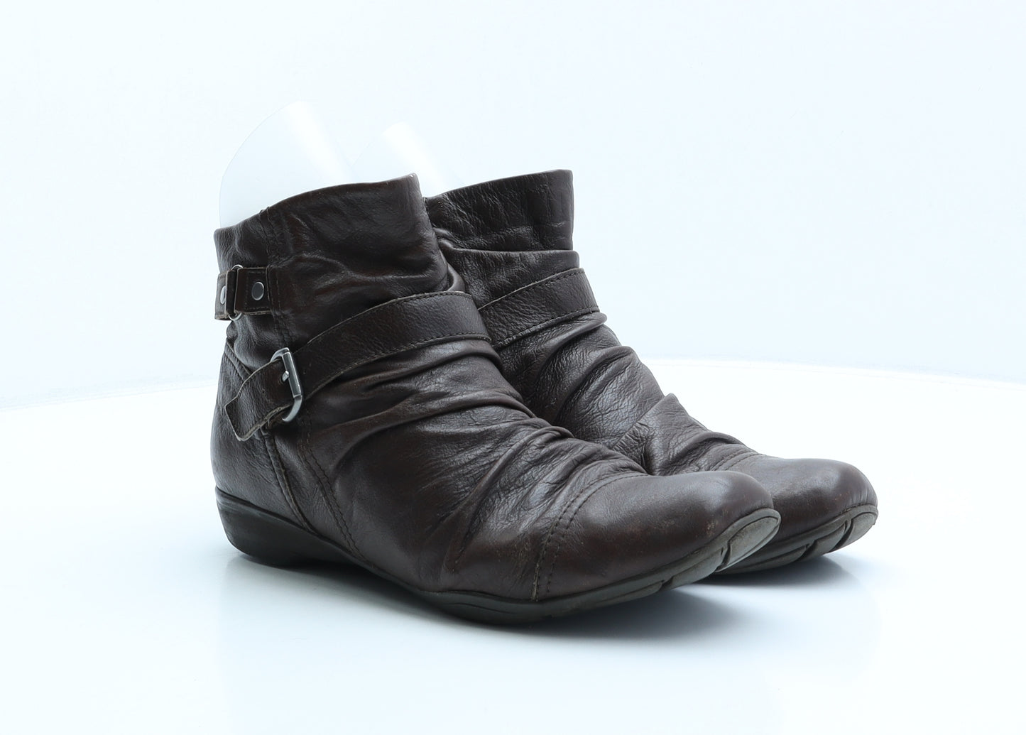 FootGlove Womens Brown Leather Biker Boot UK 7.5