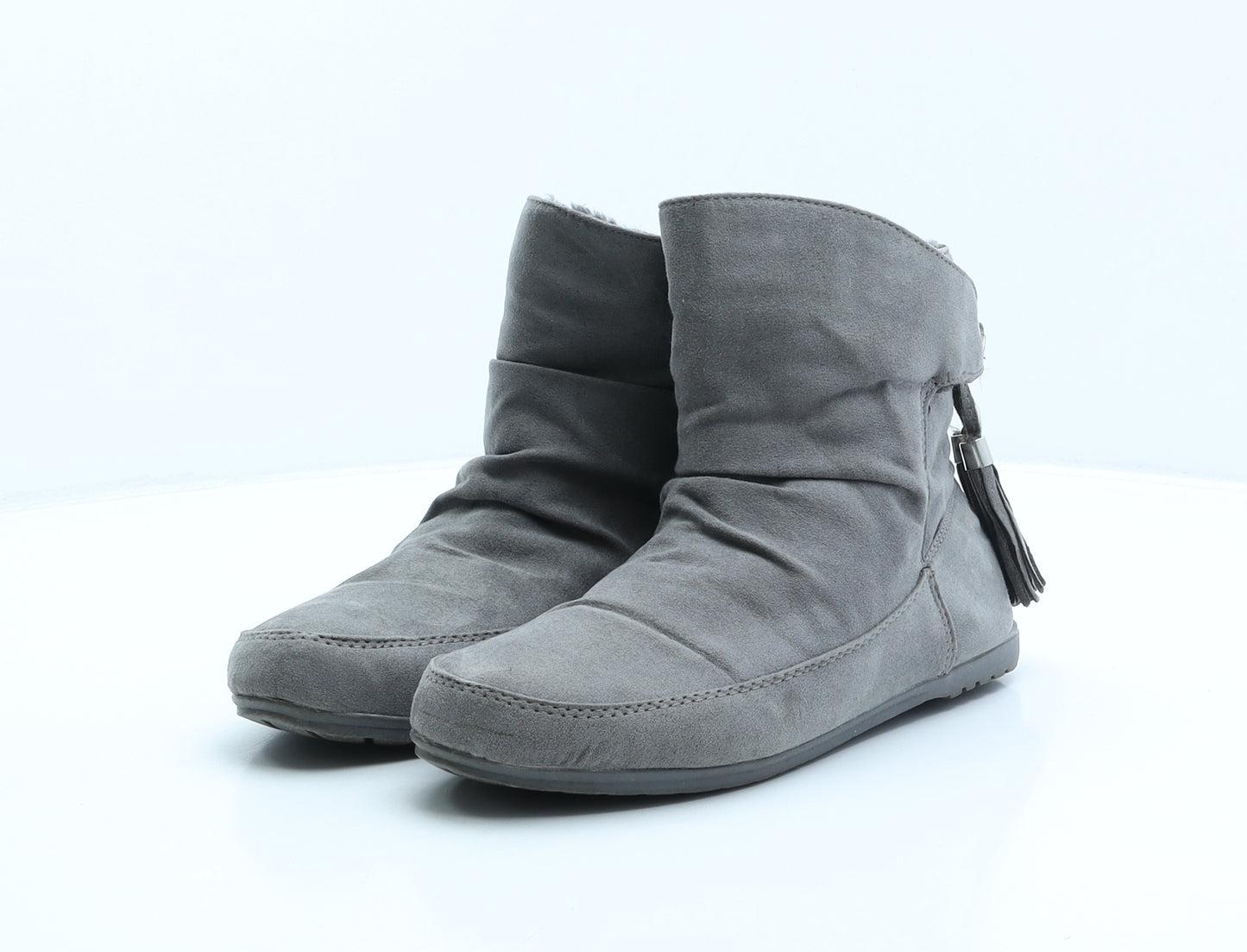 Preworn Womens Grey Polyester Shearling Style Boot UK 5 38