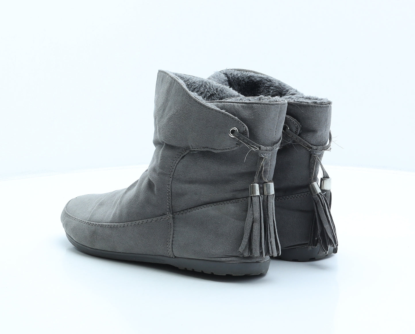 Preworn Womens Grey Polyester Shearling Style Boot UK 5 38