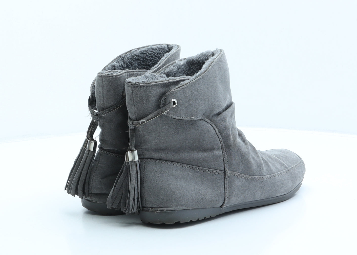Preworn Womens Grey Polyester Shearling Style Boot UK 5 38