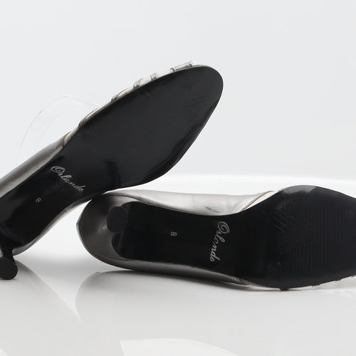 Orlando Womens Silver Leather Court Heel UK 8