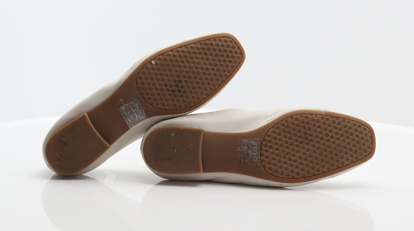 Marks and Spencer Womens Ivory Leather Ballet Flat UK 6.5