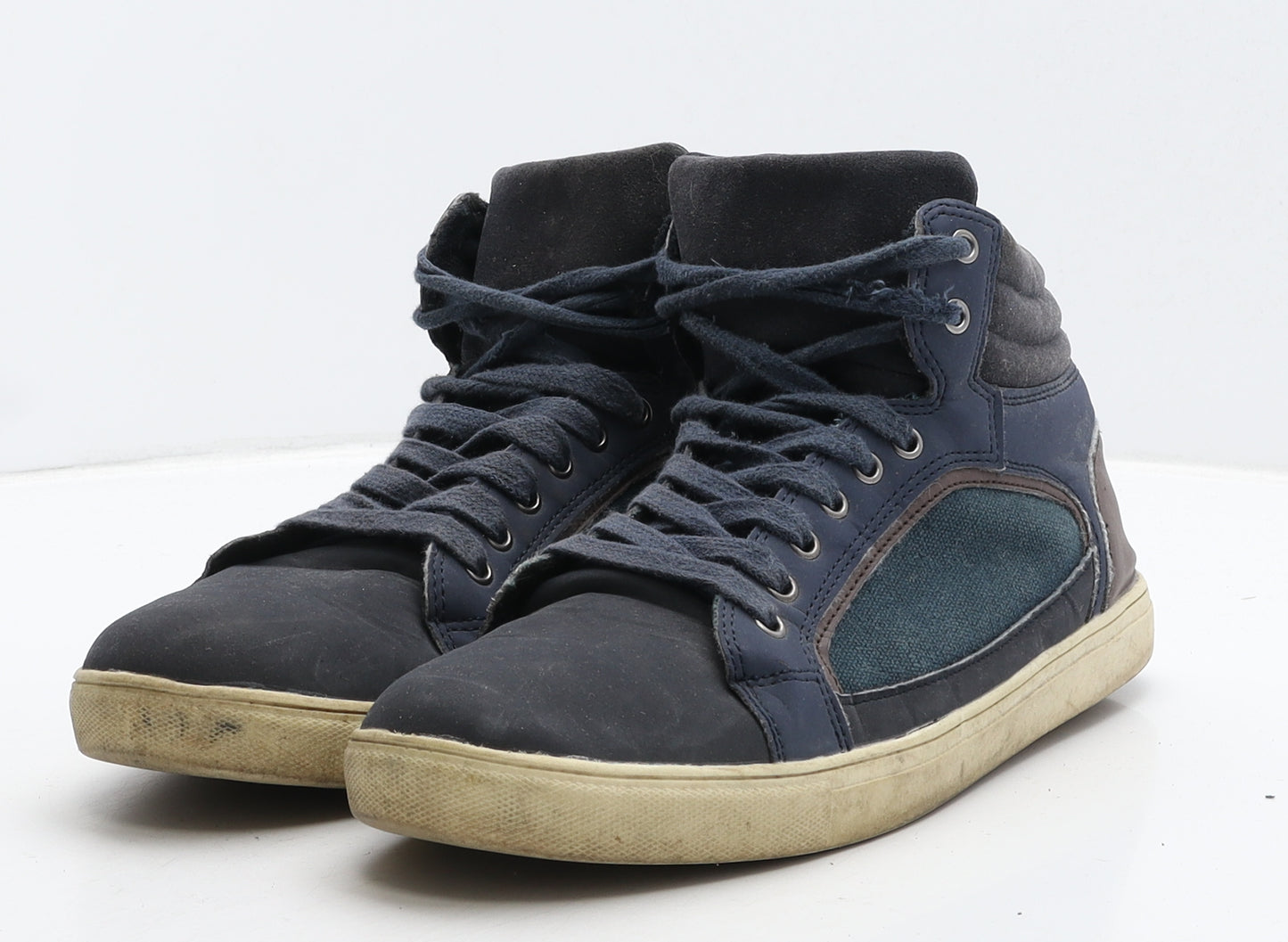 Peacocks Mens Black Leather Trainer Casual UK 9 43