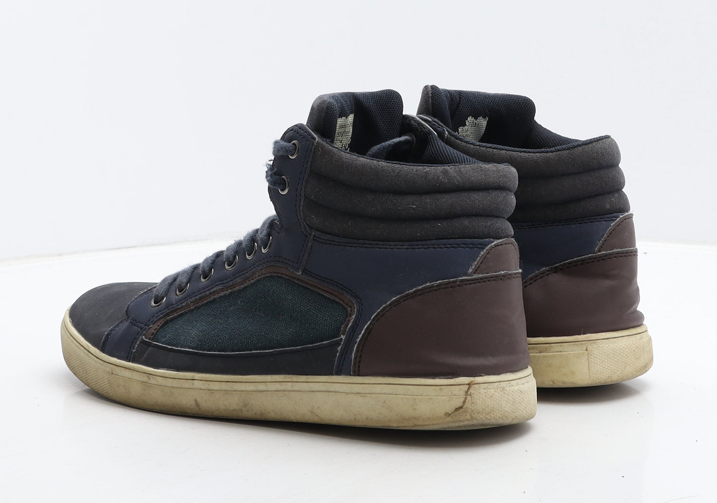 Peacocks Mens Black Leather Trainer Casual UK 9 43