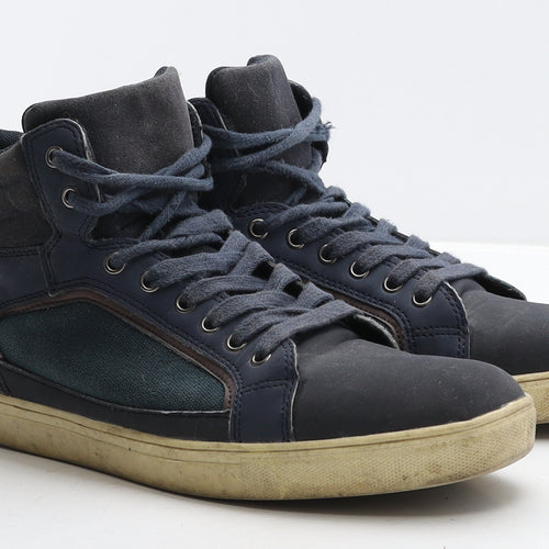 Peacocks Mens Black Leather Trainer Casual UK 9 43