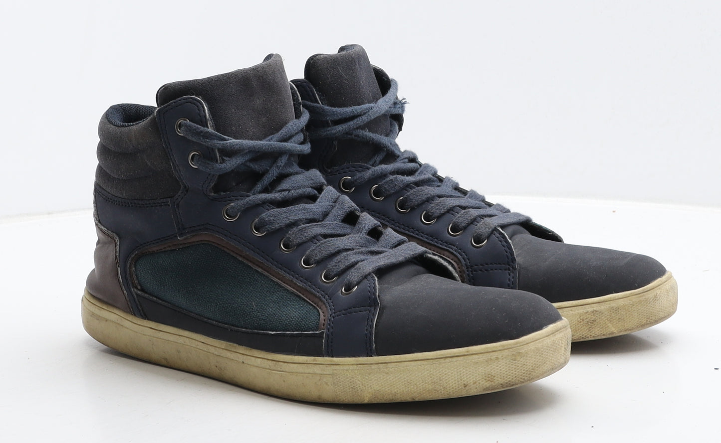 Peacocks Mens Black Leather Trainer Casual UK 9 43