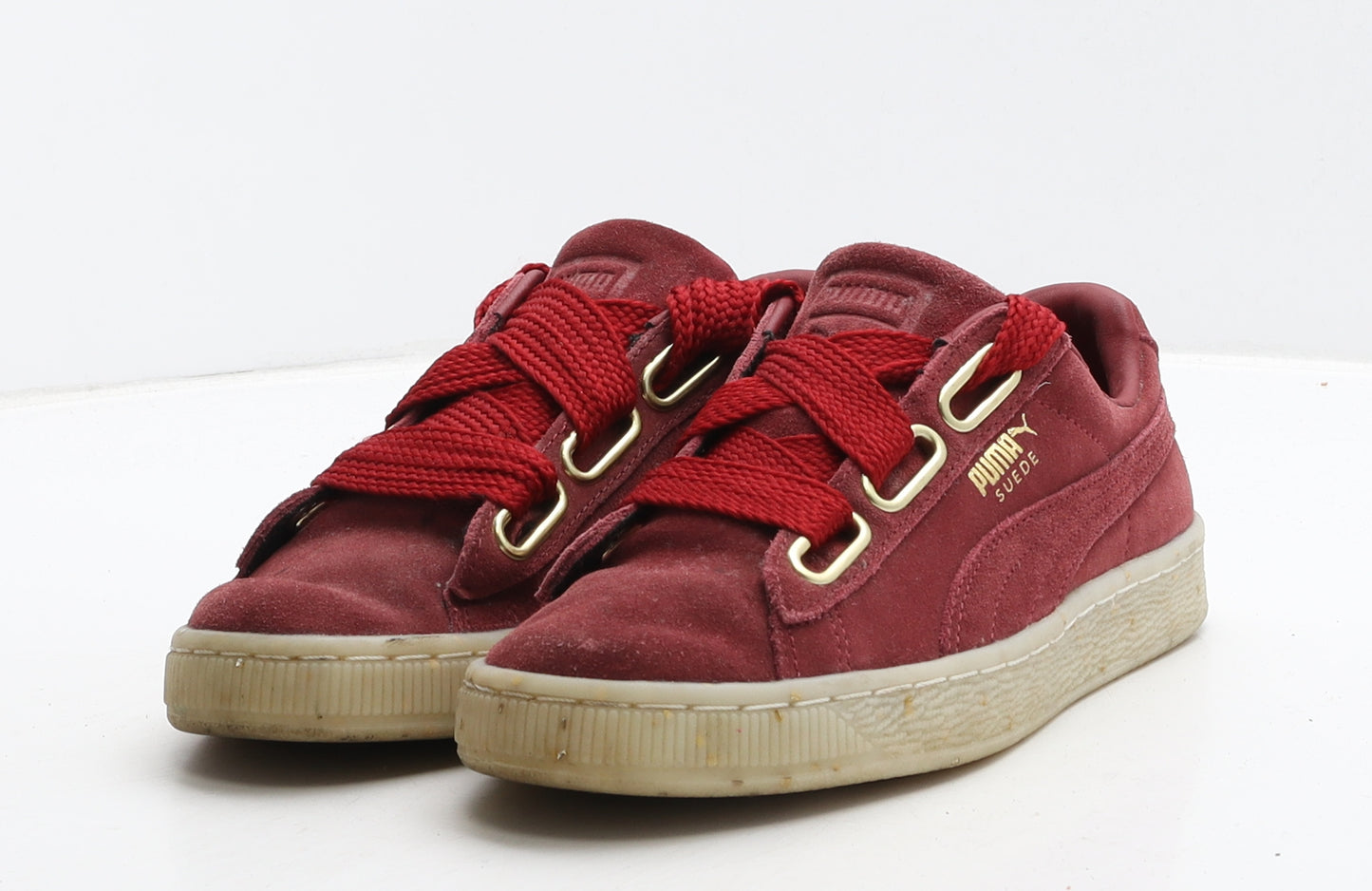 PUMA Womens Red Suede Trainer UK 4 37