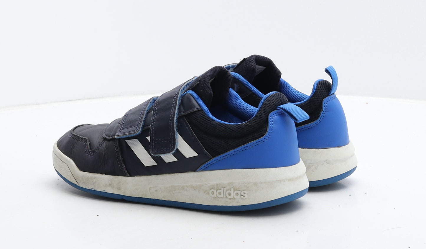 adidas Boys Blue Striped Leather Trainer UK 4 36.5
