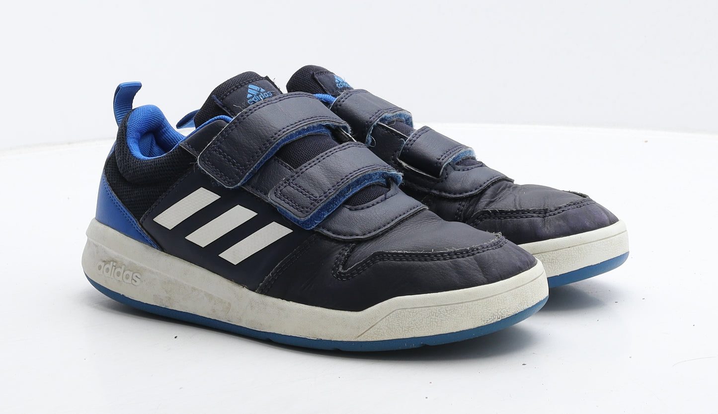 adidas Boys Blue Striped Leather Trainer UK 4 36.5