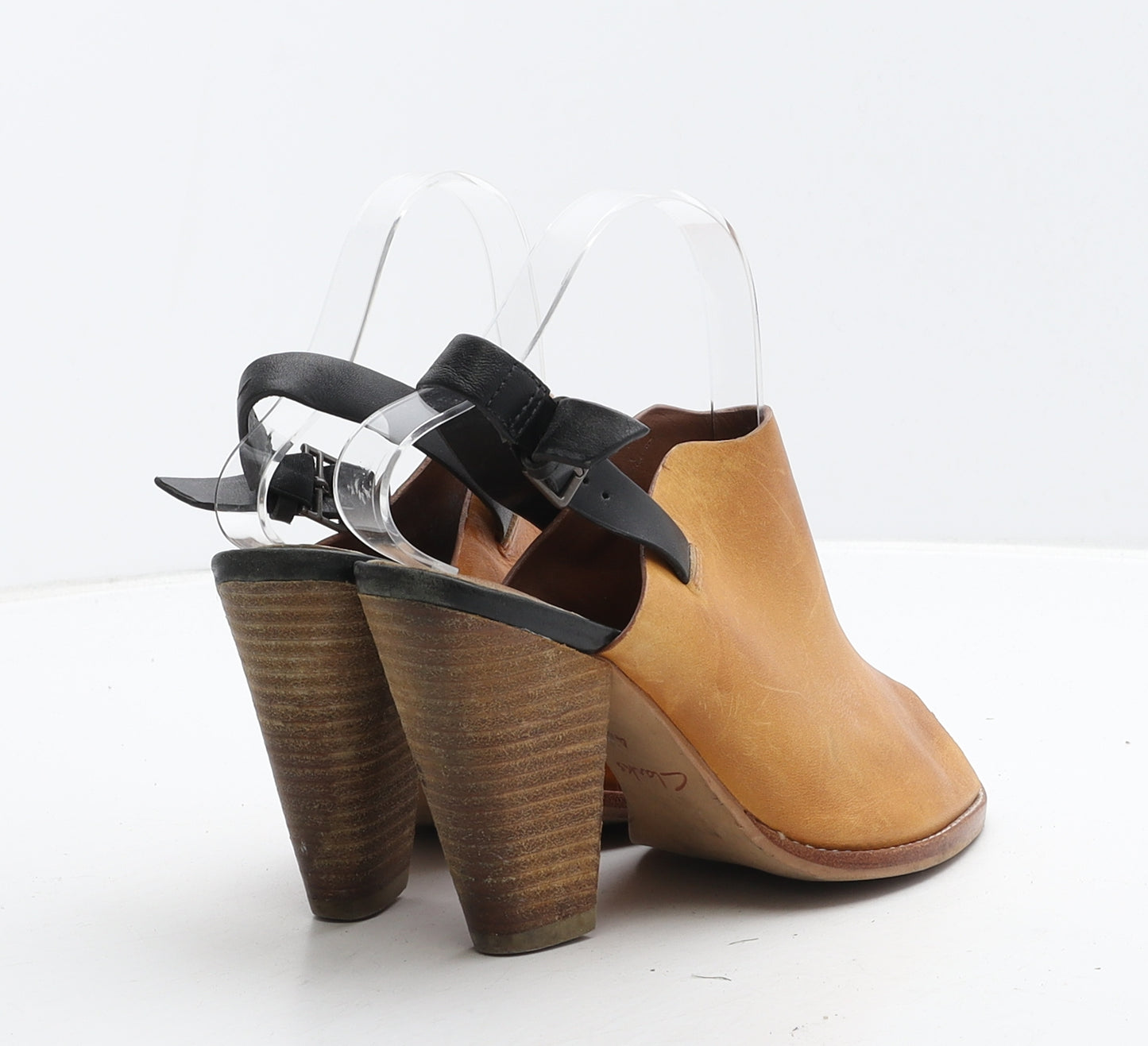 Clarks Womens Brown Leather Mule Heel UK 4