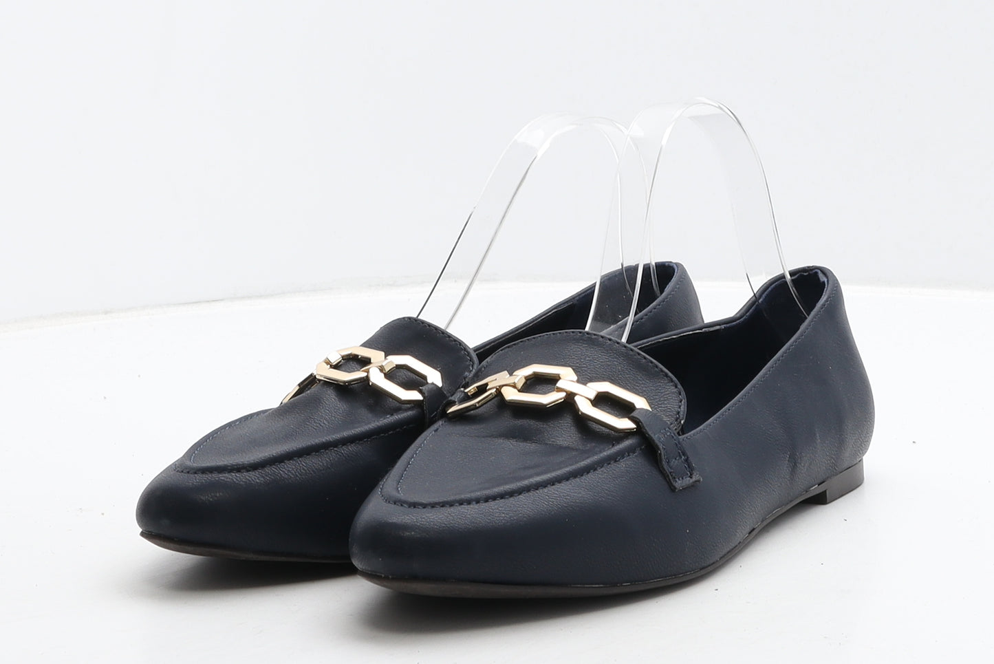 Evans Womens Blue Leather Loafer Casual UK 5