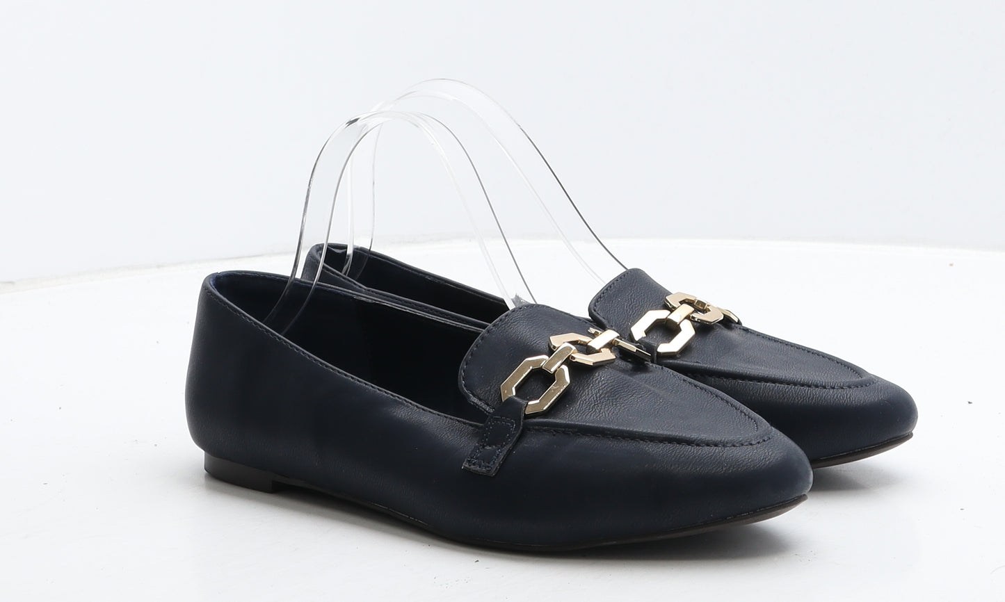 Evans Womens Blue Leather Loafer Casual UK 5
