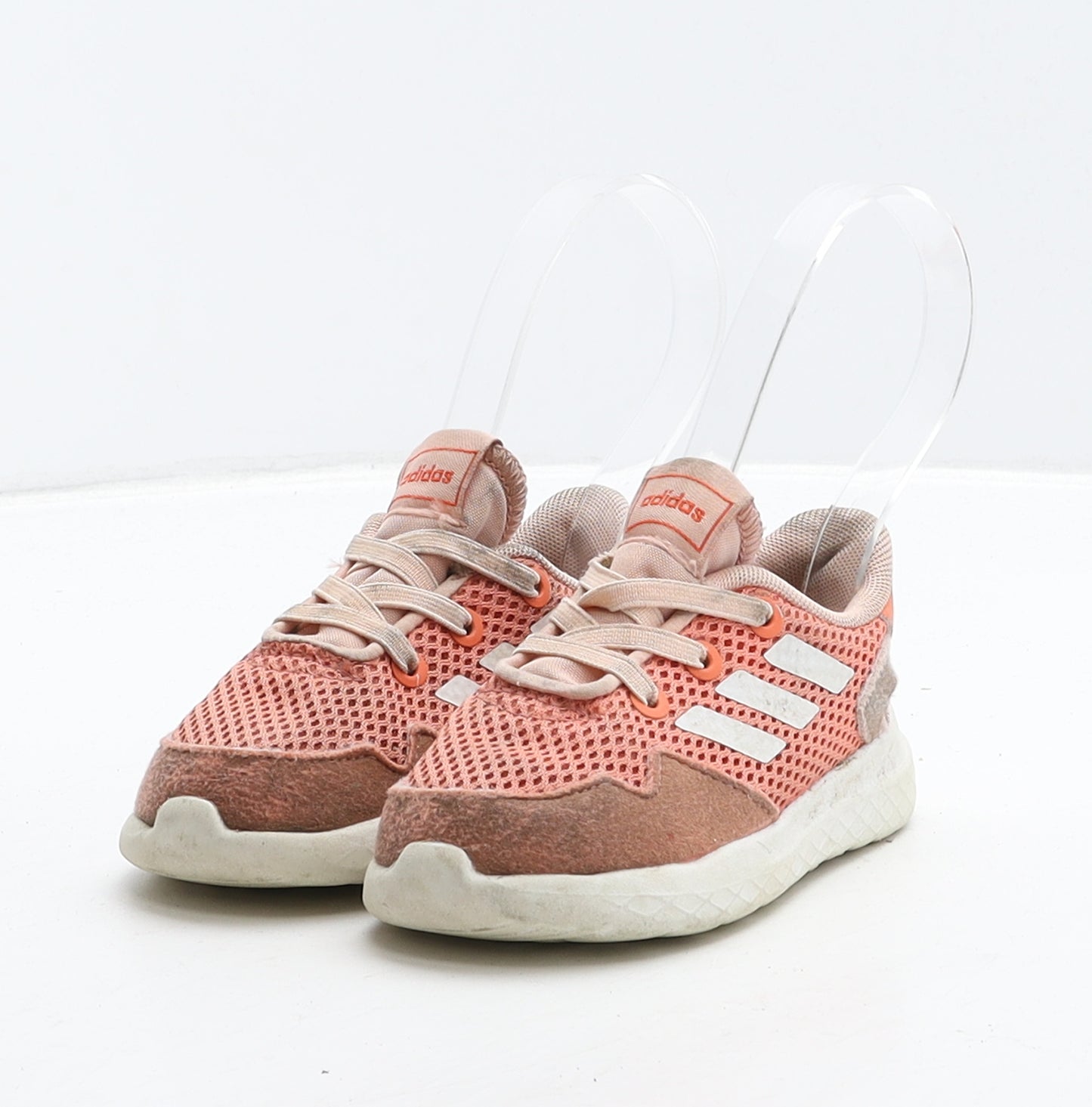 adidas Girls Orange Striped Leather Trainer UK 5 21