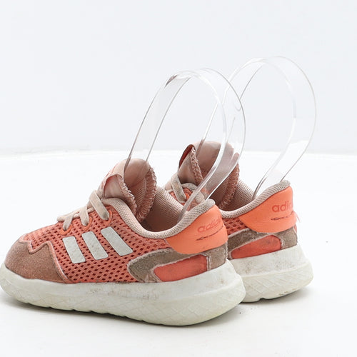adidas Girls Orange Striped Leather Trainer UK 5 21