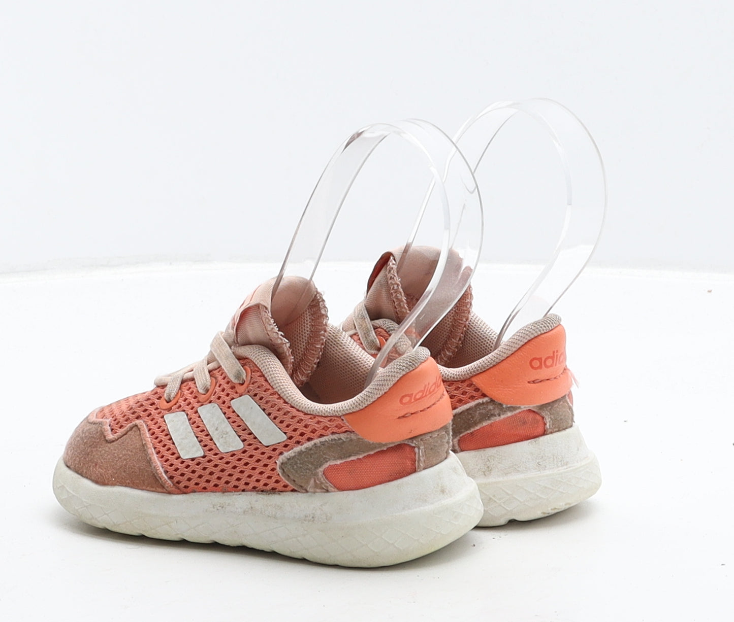 adidas Girls Orange Striped Leather Trainer UK 5 21