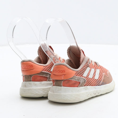adidas Girls Orange Striped Leather Trainer UK 5 21