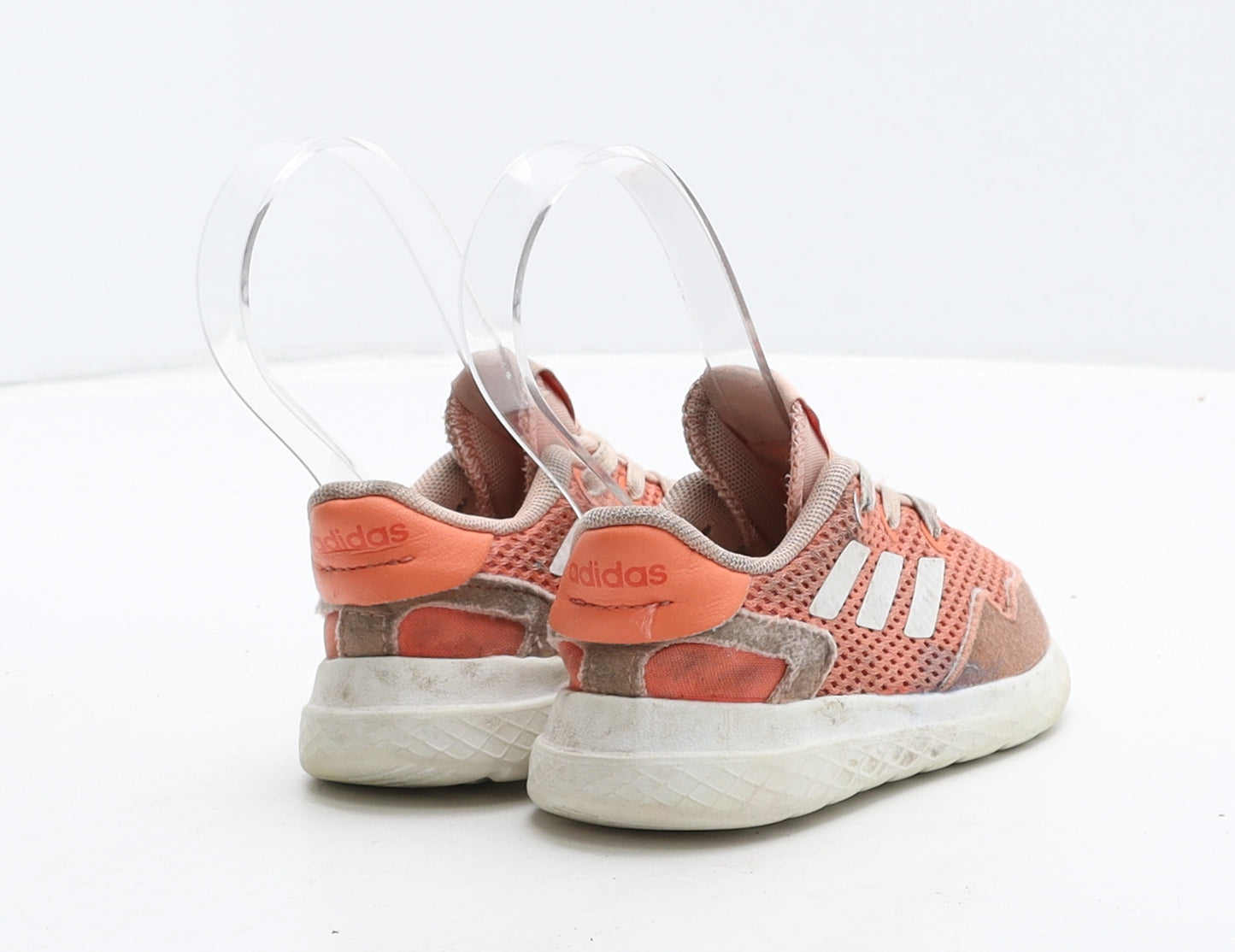 adidas Girls Orange Striped Leather Trainer UK 5 21