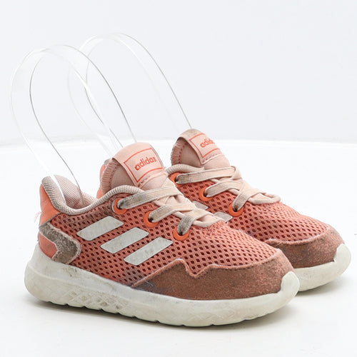 adidas Girls Orange Striped Leather Trainer UK 5 21