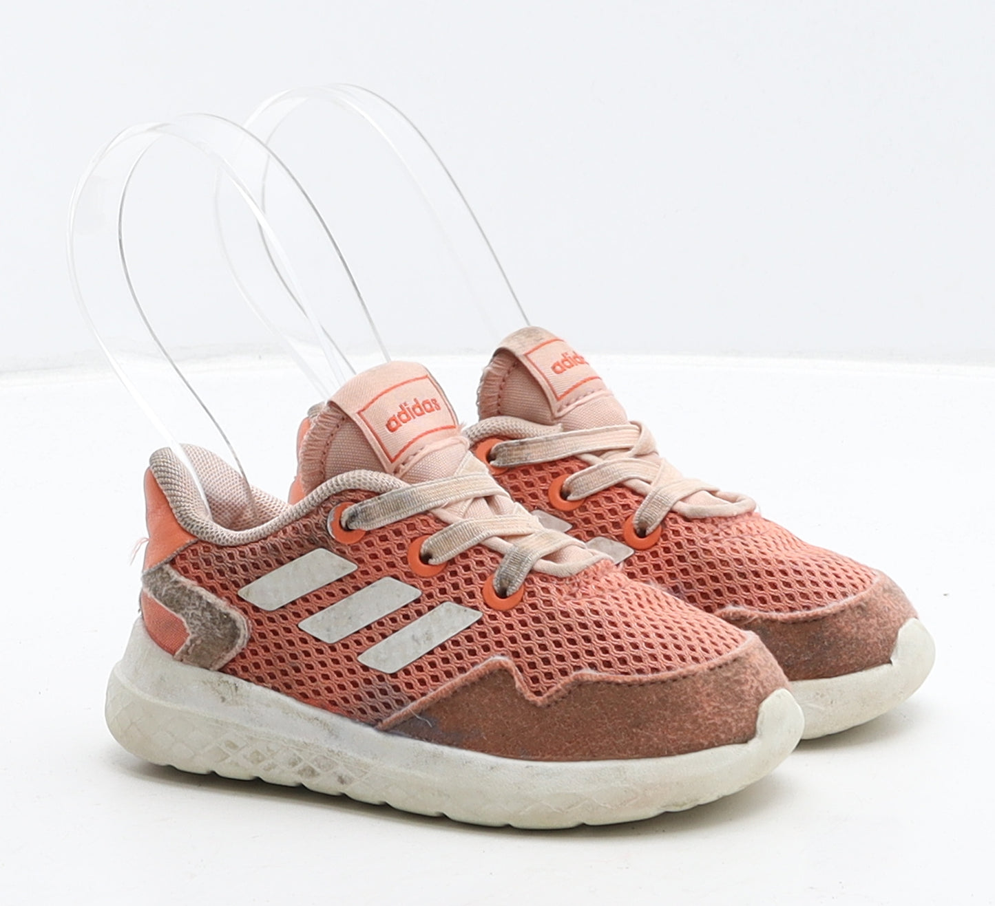 adidas Girls Orange Striped Leather Trainer UK 5 21