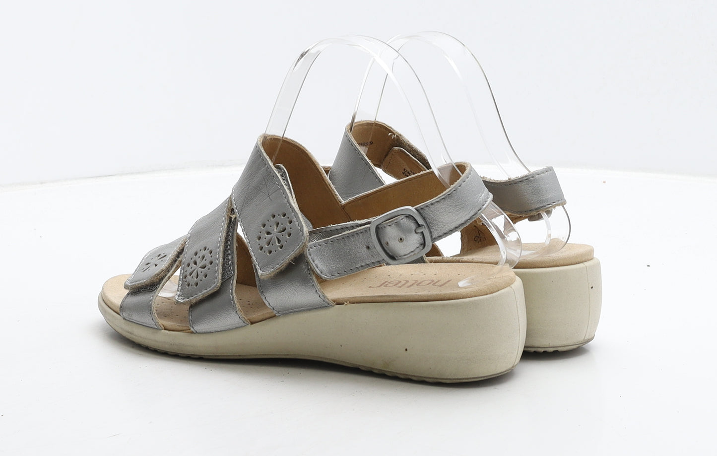 Hotter Womens Silver Leather Strappy Sandal UK 4.5