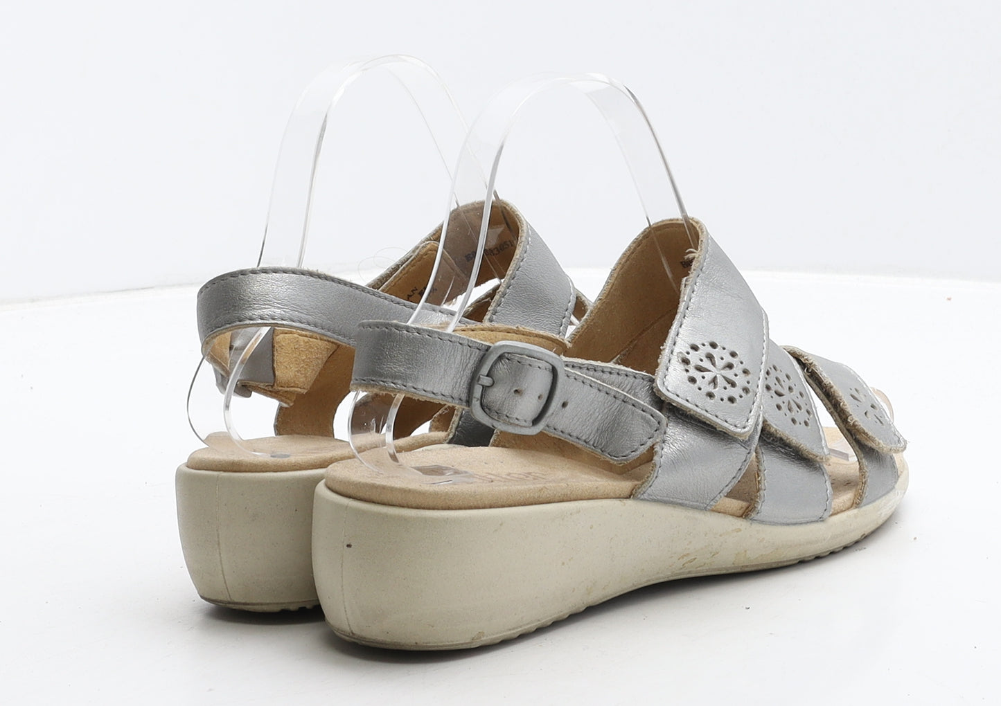 Hotter Womens Silver Leather Strappy Sandal UK 4.5