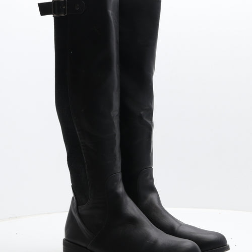 Preworn Womens Black Leather Slip On Boot UK 6 39