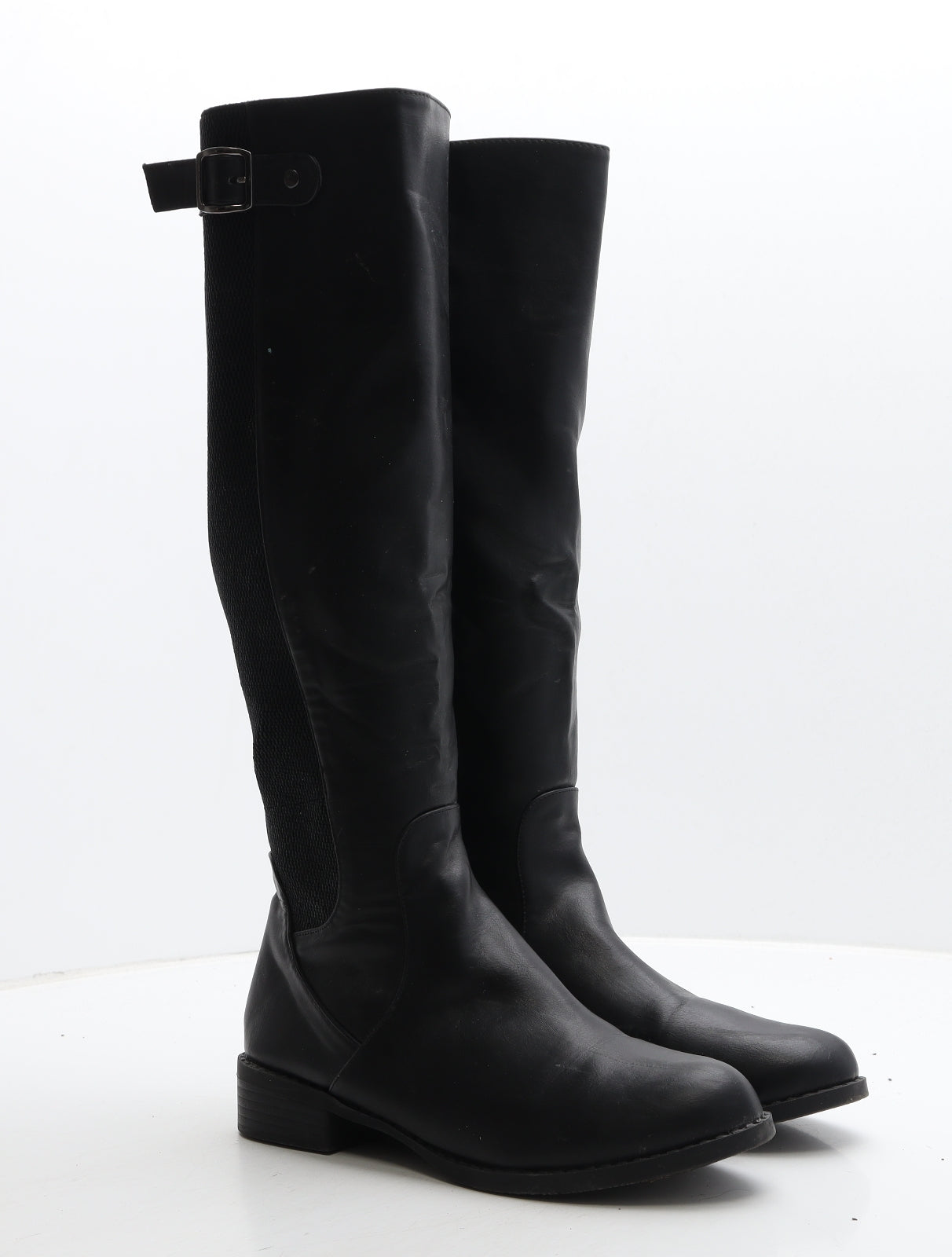 Preworn Womens Black Leather Slip On Boot UK 6 39
