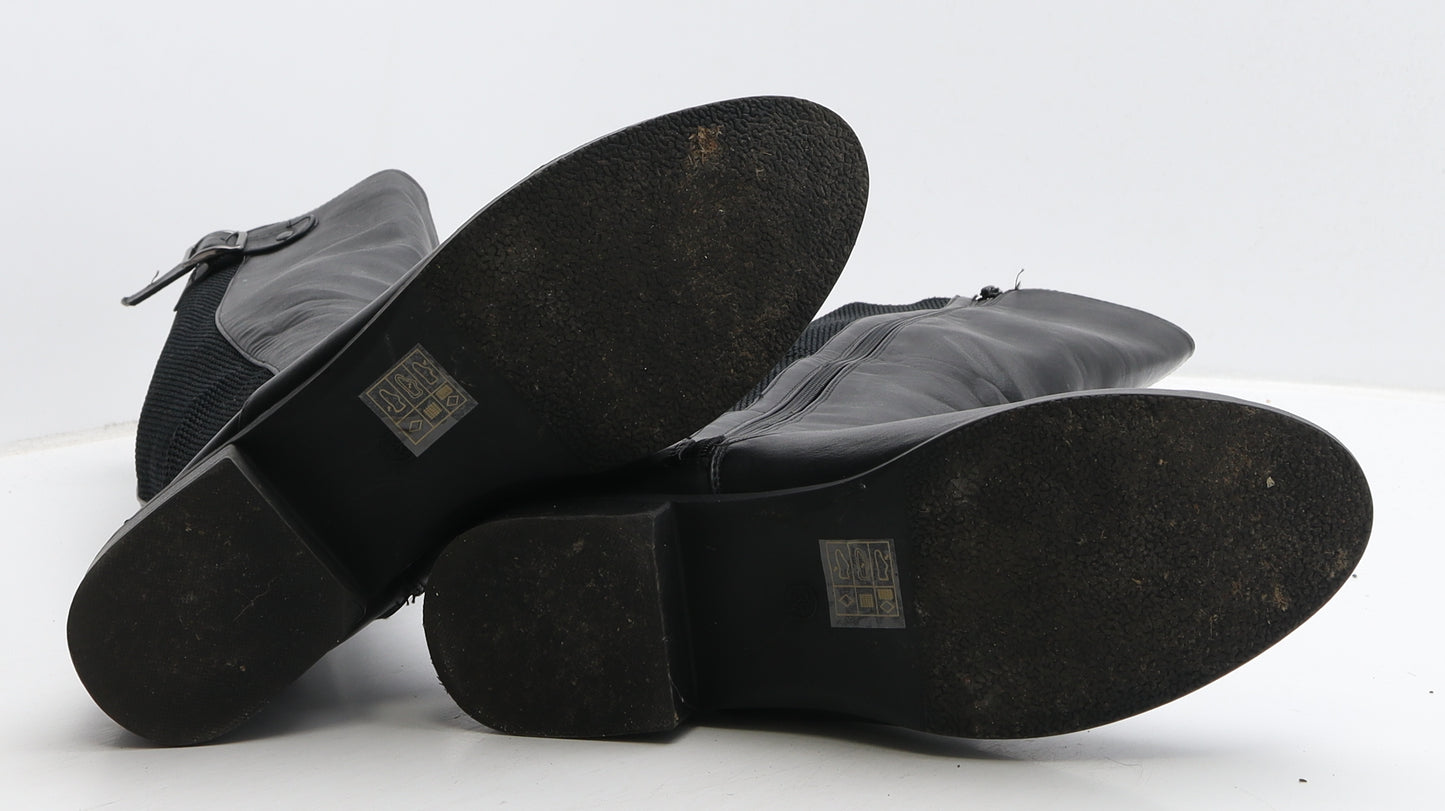 Preworn Womens Black Leather Slip On Boot UK 6 39
