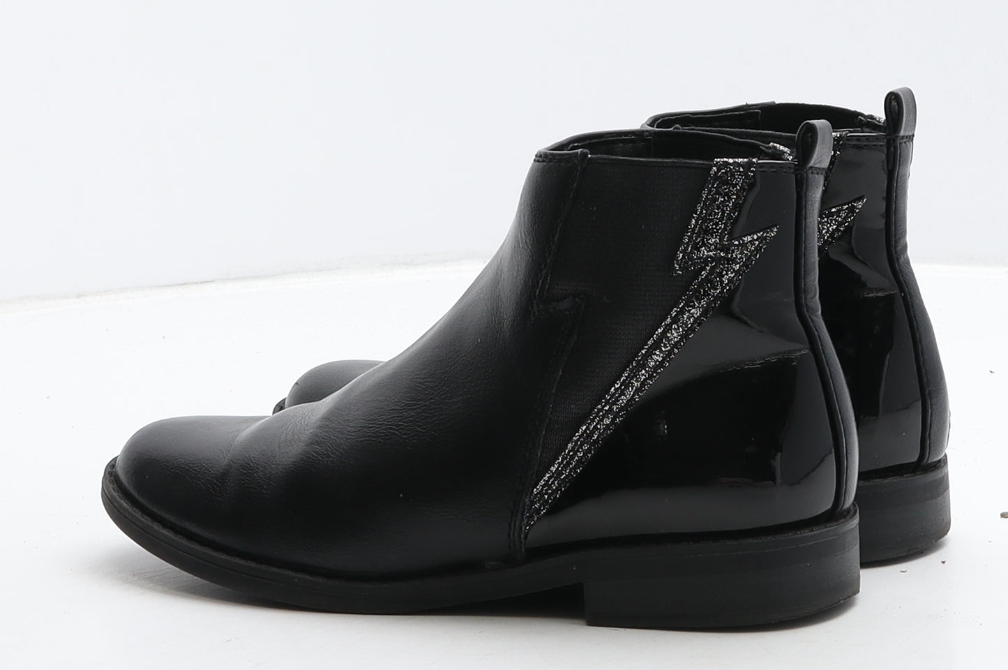 Preworn Girls Black Leather Bootie Boot UK 1 - Flash