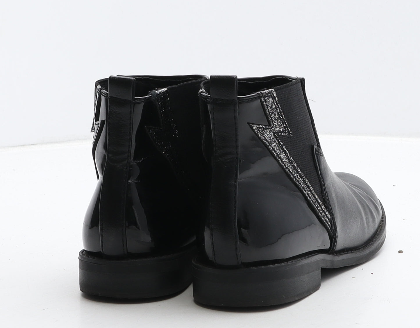 Preworn Girls Black Leather Bootie Boot UK 1 - Flash