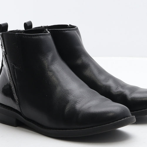 Preworn Girls Black Leather Bootie Boot UK 1 - Flash