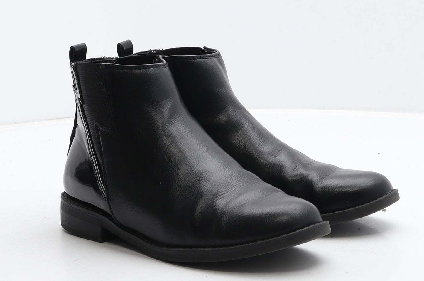 Preworn Girls Black Leather Bootie Boot UK 1 - Flash