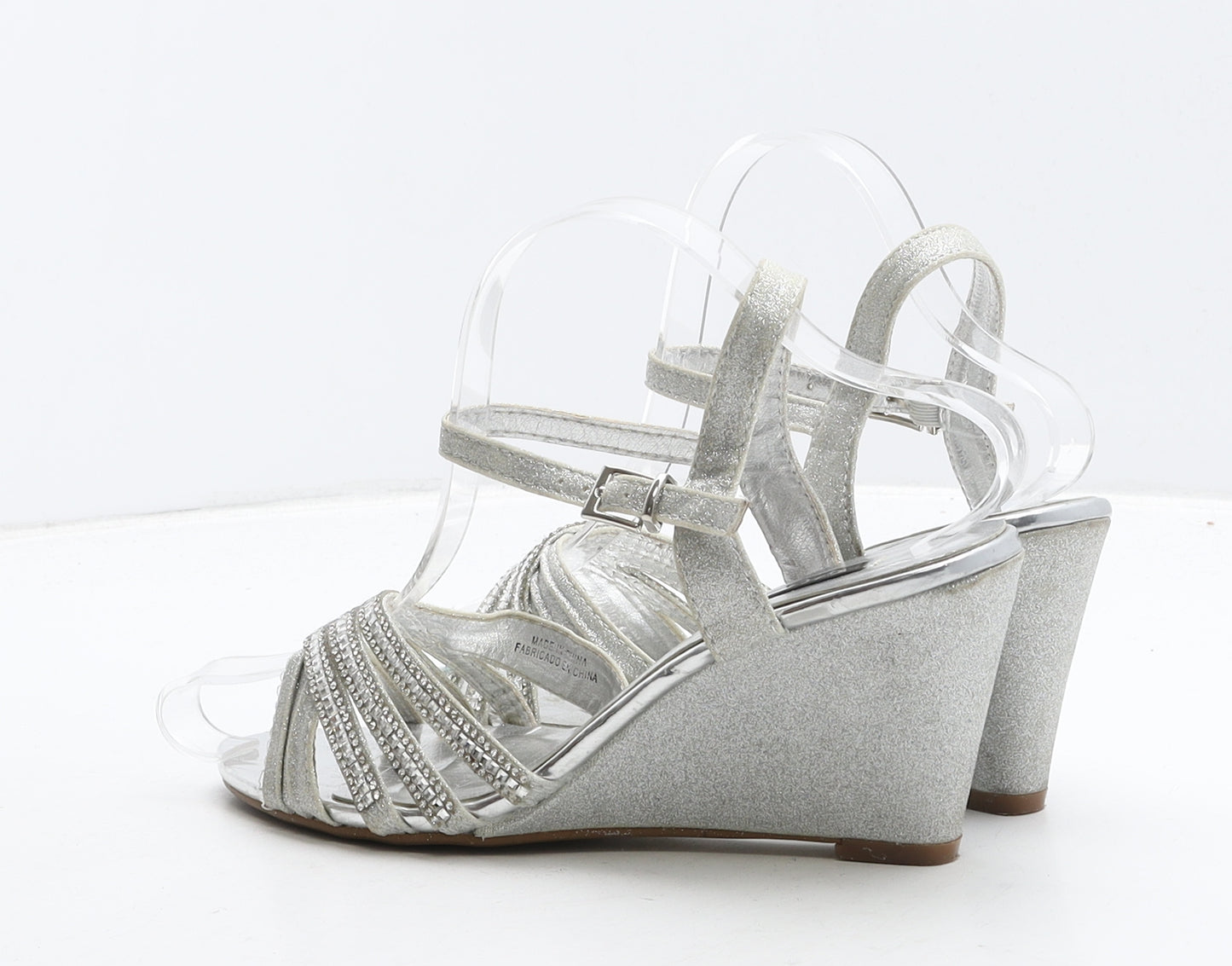 Quiz Womens Silver Synthetic Strappy Heel UK 5 38