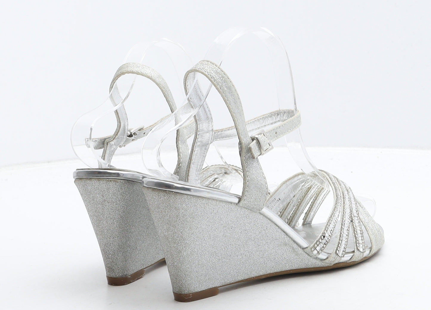 Quiz Womens Silver Synthetic Strappy Heel UK 5 38