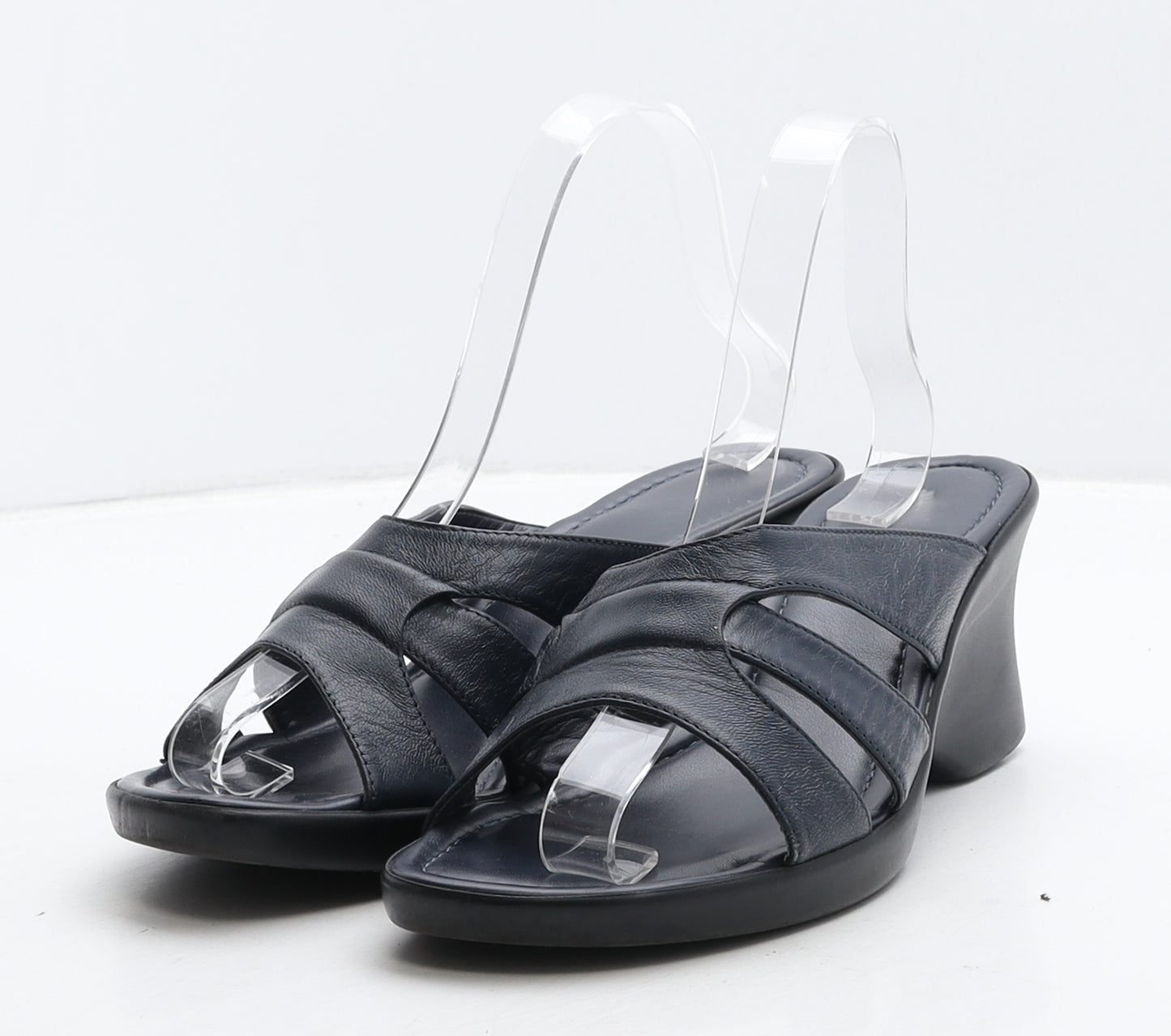 Lotus Womens Blue Geometric Leather Mule Heel UK 7 40