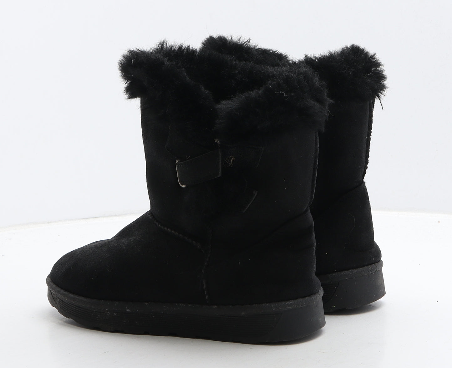 Preworn Girls Black Suede Shearling Style Boot UK 2 34