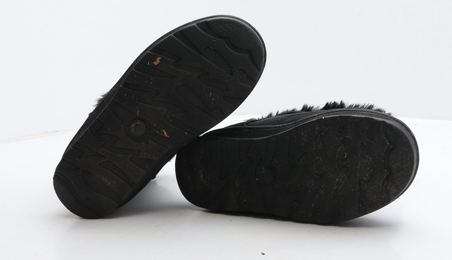 Preworn Girls Black Suede Shearling Style Boot UK 2 34